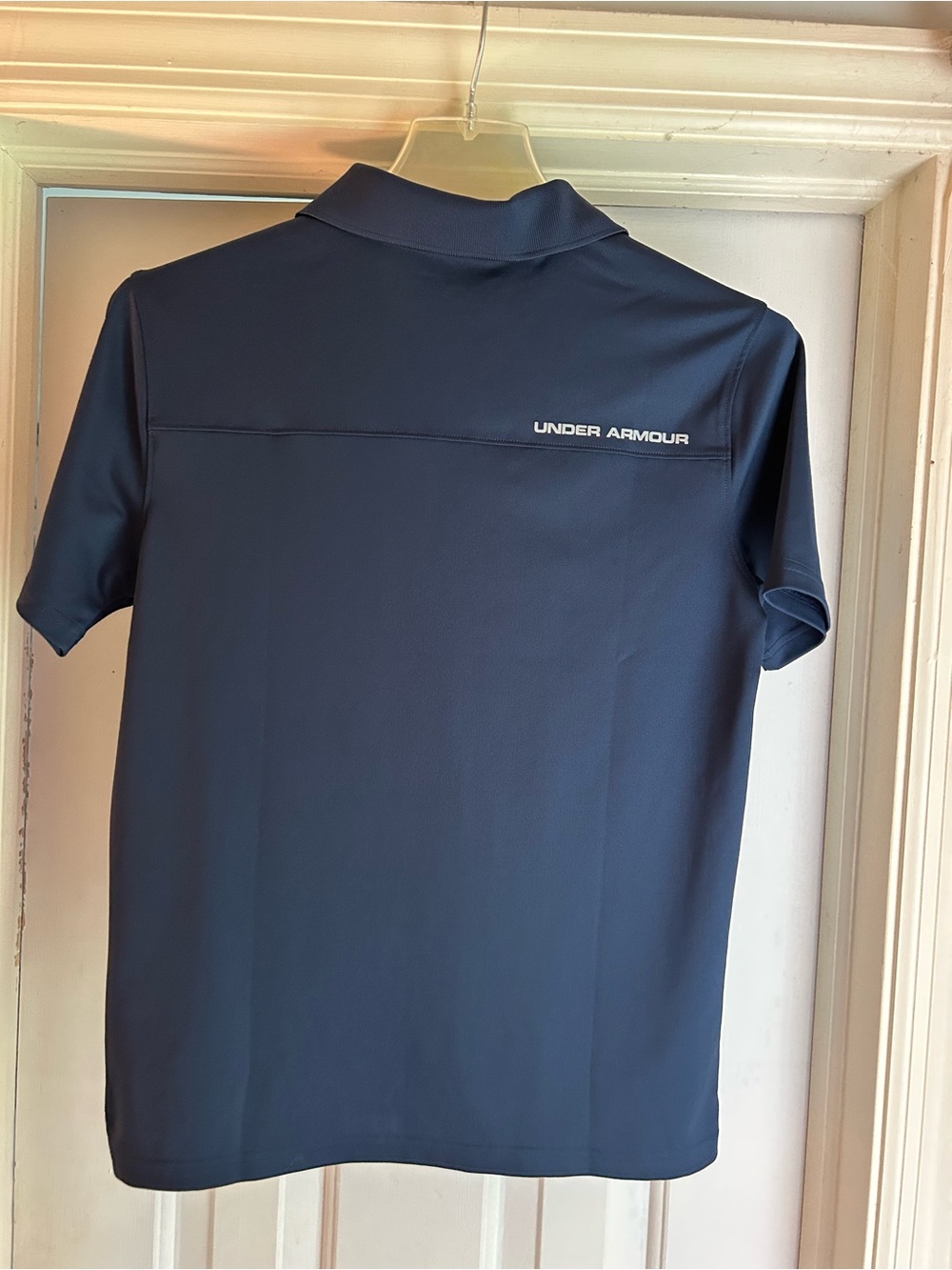 Under Armour Boys L Navy Polo with White Logo - Picture 2 of 2